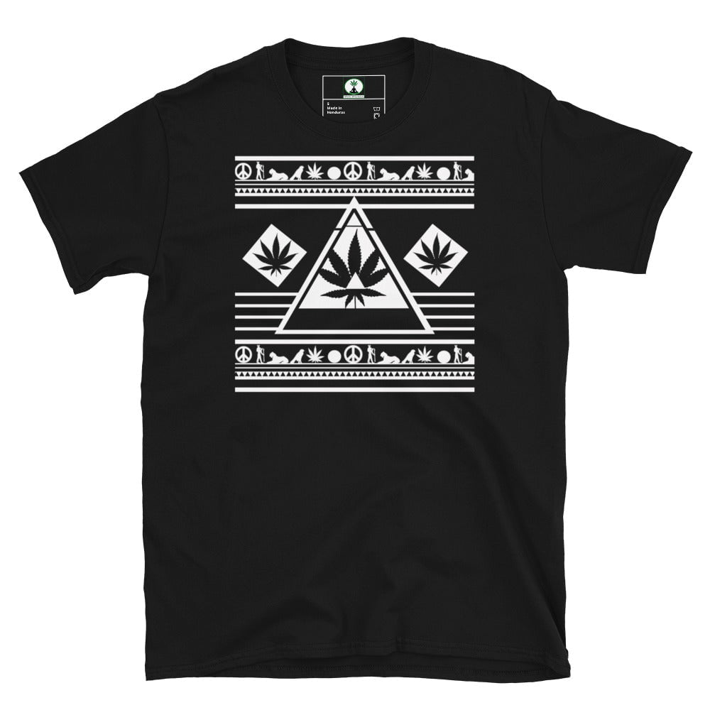black stoner t-shirt with a stylish white design