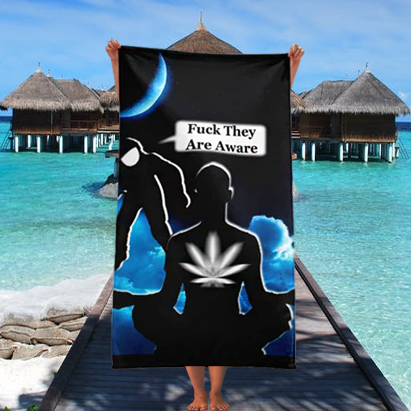 Black & Blue Cool Beach Towel: Features a Astronaut in Space! Shop