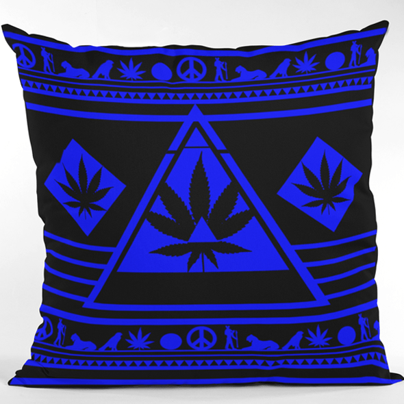Cool black and blue pillow with a subtle 420 pattern for your chill zone.