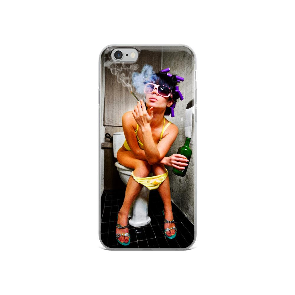 Lit iPhone Case Featuring Girl Smoking Weed on Toilet Shop - 420 Weed Shirts