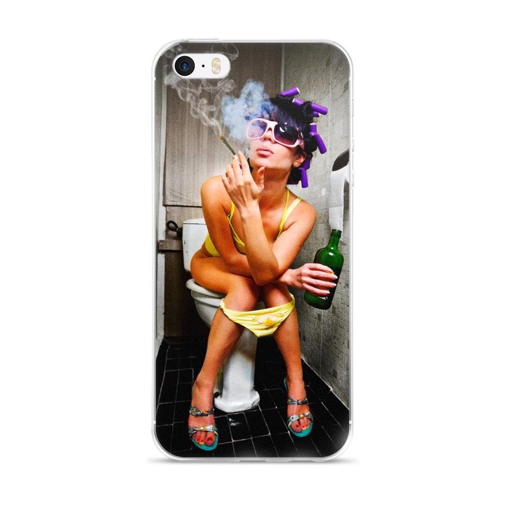 Lit iPhone Case Featuring Girl Smoking Weed on Toilet Shop - 420 Weed Shirts 