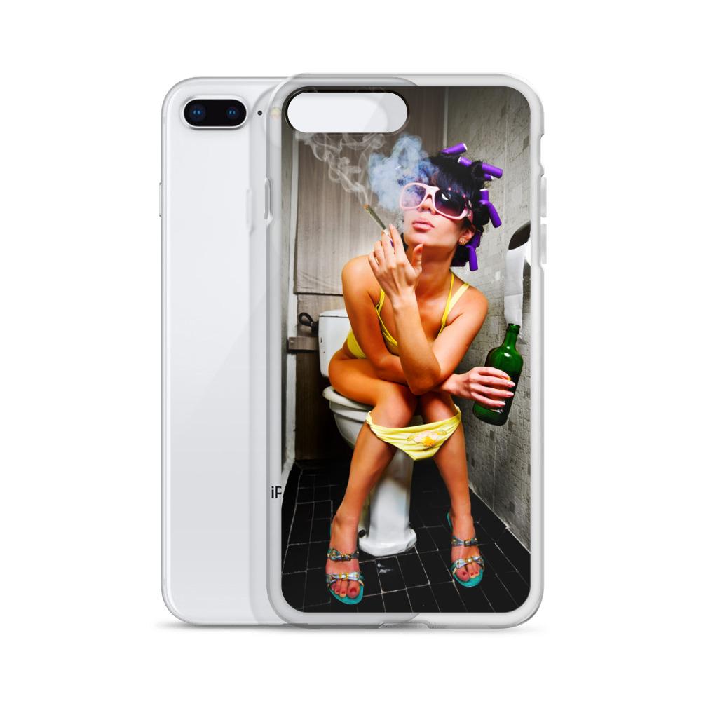 Lit iPhone Case Featuring Girl Smoking Weed on Toilet Shop - 420 Weed Shirts 