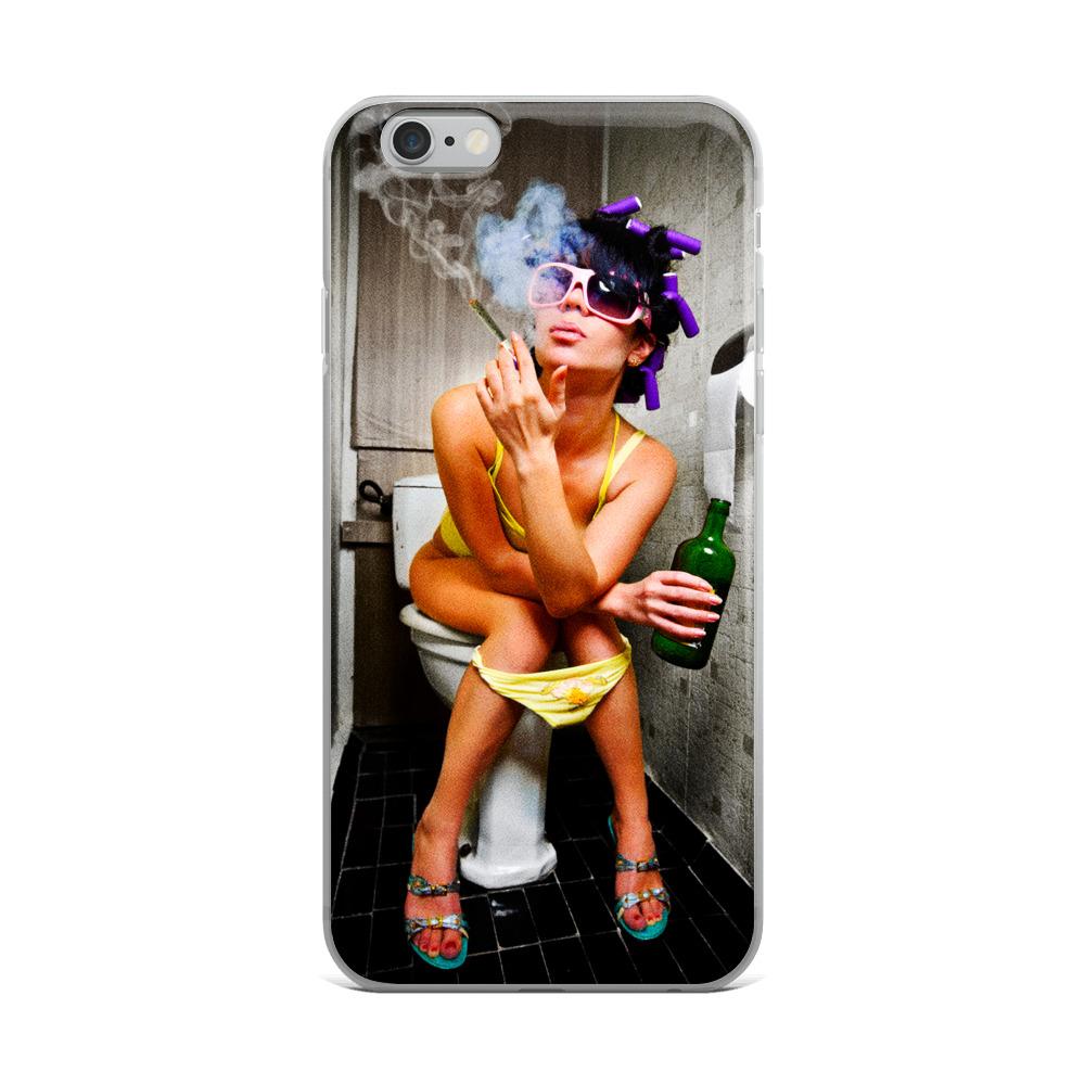 Lit iPhone Case Featuring Girl Smoking Weed on Toilet Shop - 420 Weed Shirts