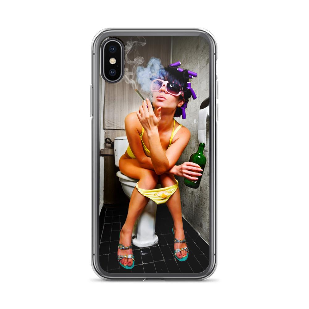 Lit iPhone Case Featuring Girl Smoking Weed on Toilet Shop - 420 Weed Shirts