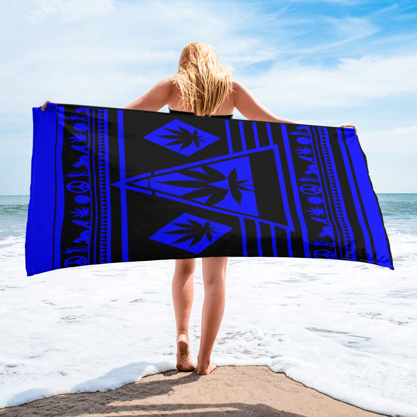 Black & Blue Beach Bliss! Striped Cool Towel Steals the Show (Beach Ready?)