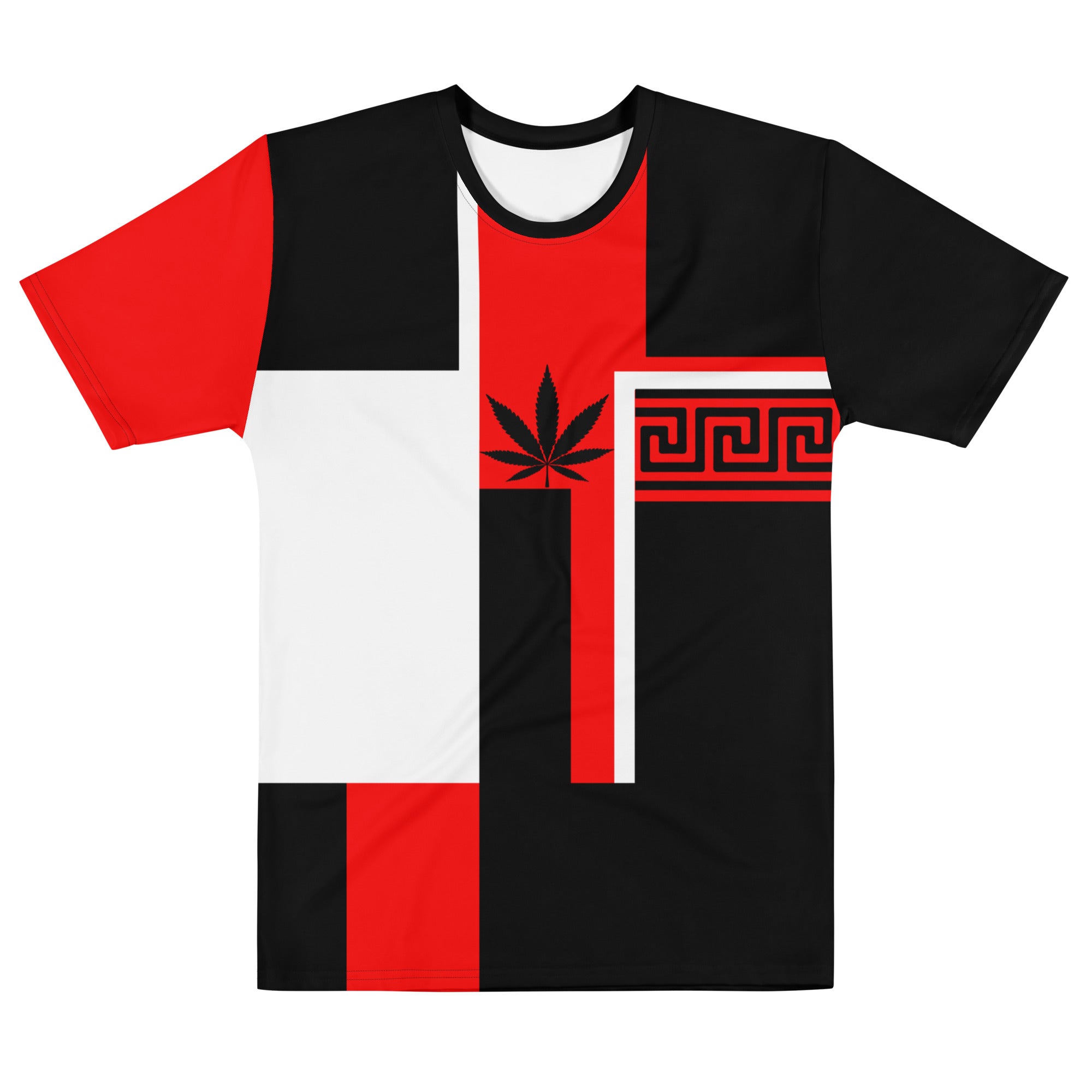 black and red graphic tee