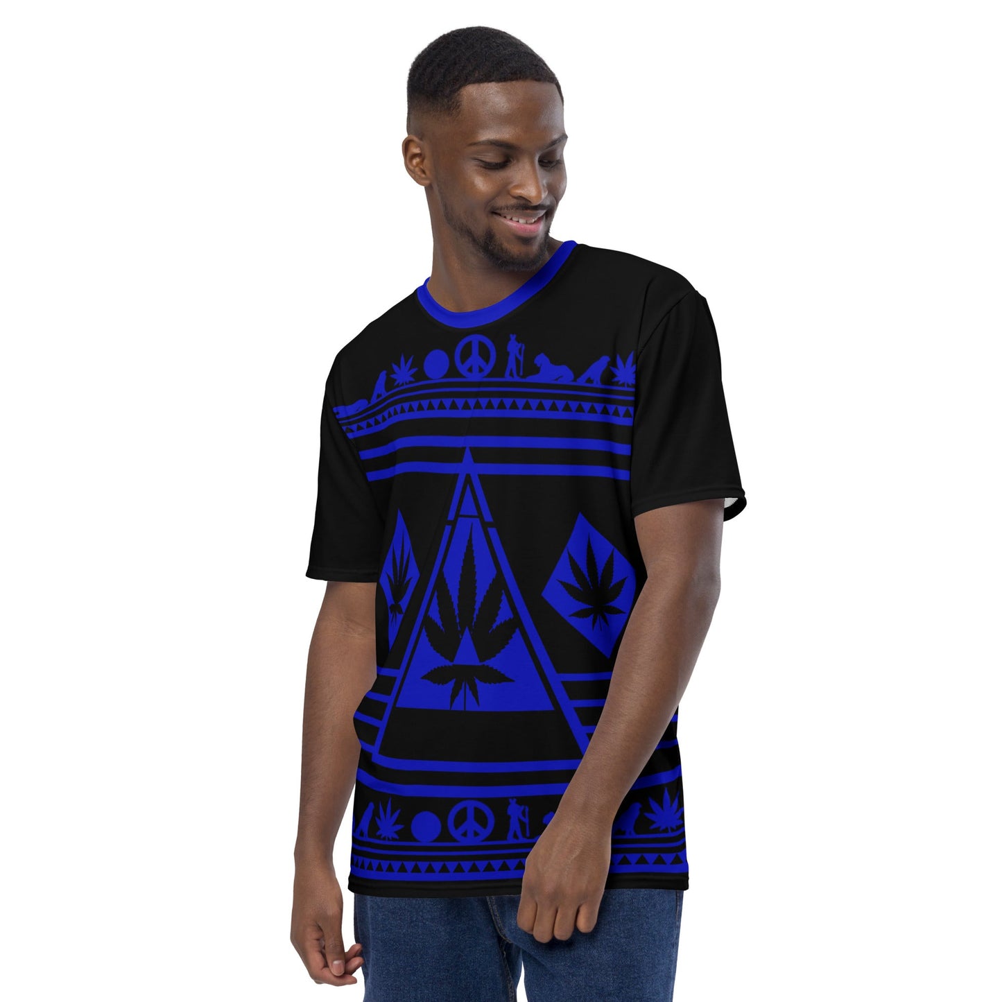 black and blue graphic tee
