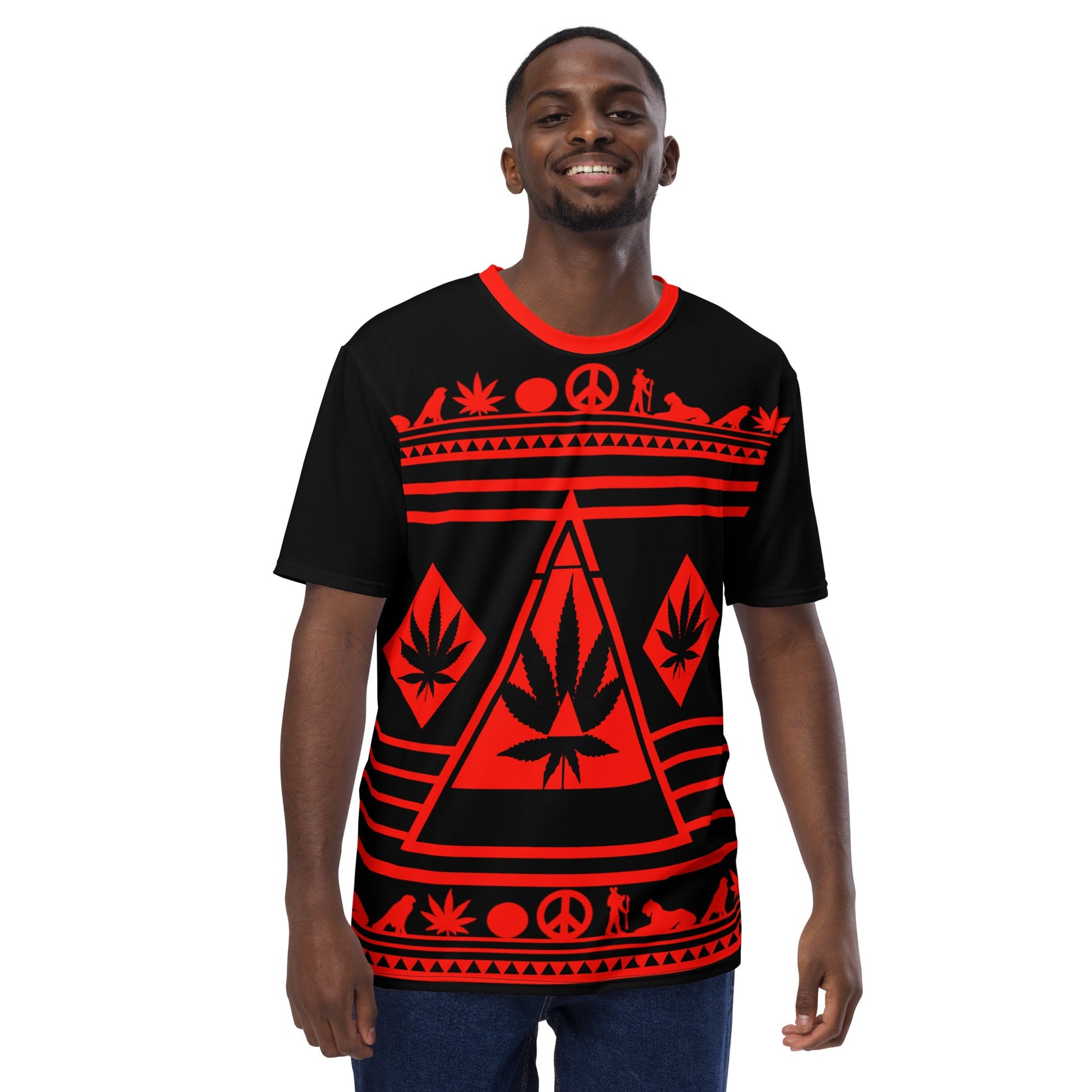 black and red weed leaf shirt