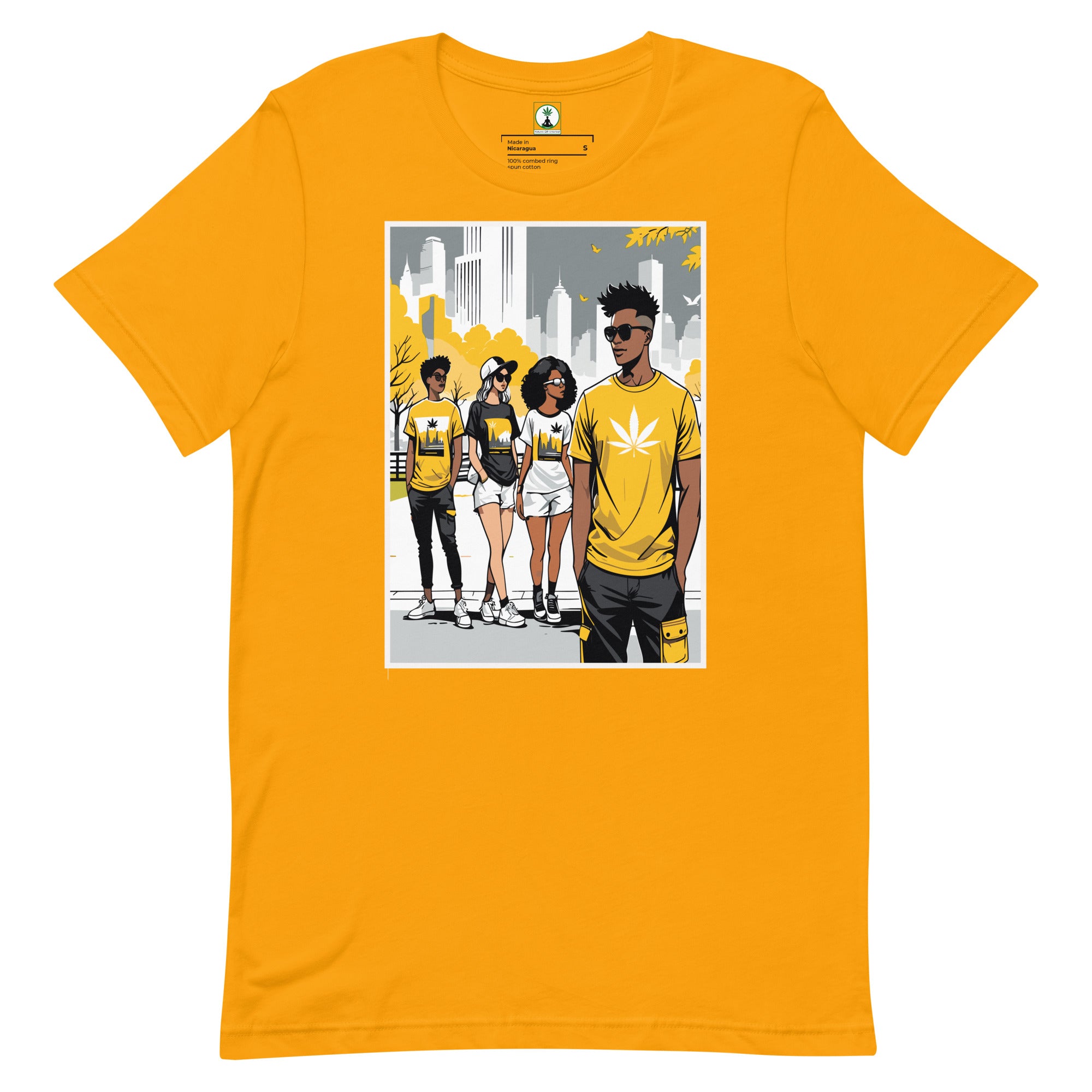 yellow graphic shirt