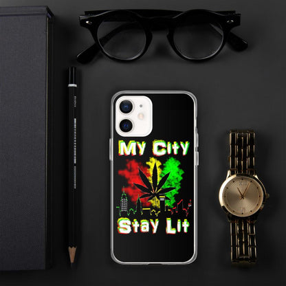 My City Stay Lit, Weed Theme iPhone Case