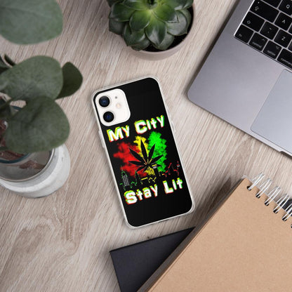 My City Stay Lit, Weed Theme iPhone Case