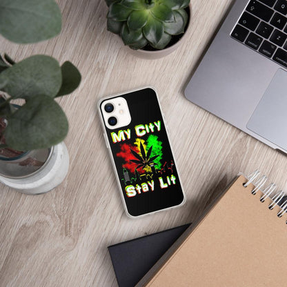 My City Stay Lit, Weed Theme iPhone Case