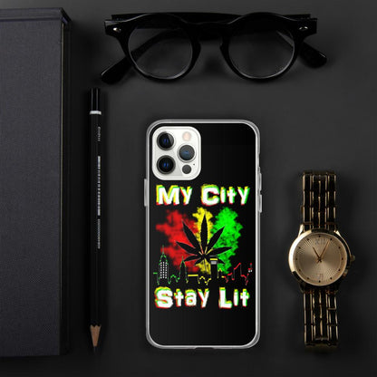 My City Stay Lit, Weed Theme iPhone Case