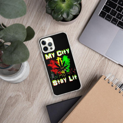 My City Stay Lit, Weed Theme iPhone Case