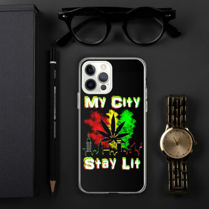 My City Stay Lit, Weed Theme iPhone Case