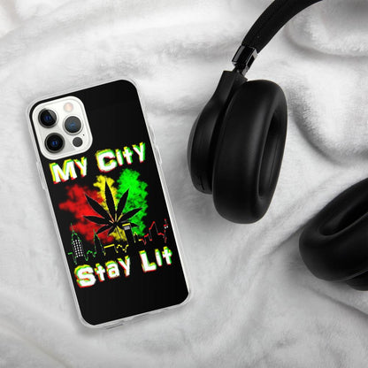 My City Stay Lit, Weed Theme iPhone Case