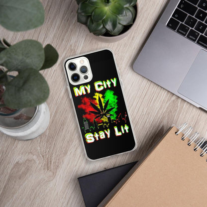 My City Stay Lit, Weed Theme iPhone Case