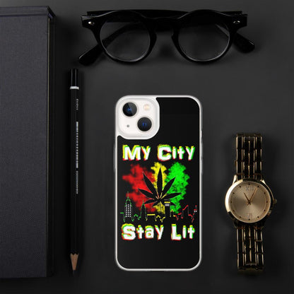 My City Stay Lit, Weed Theme iPhone Case