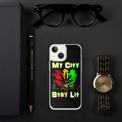 My City Stay Lit, Weed Theme iPhone Case