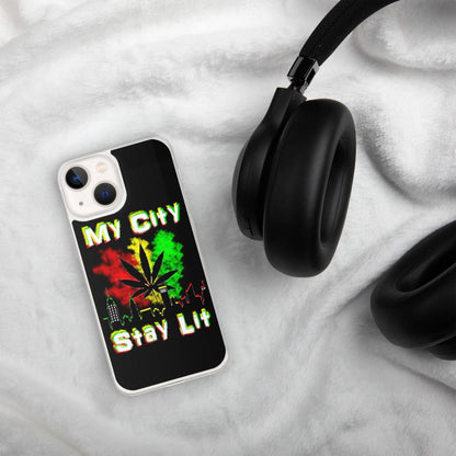 My City Stay Lit, Weed Theme iPhone Case