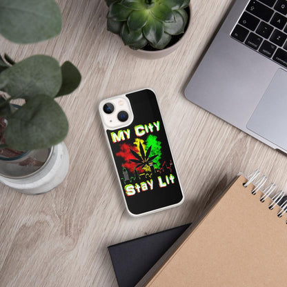 My City Stay Lit, Weed Theme iPhone Case