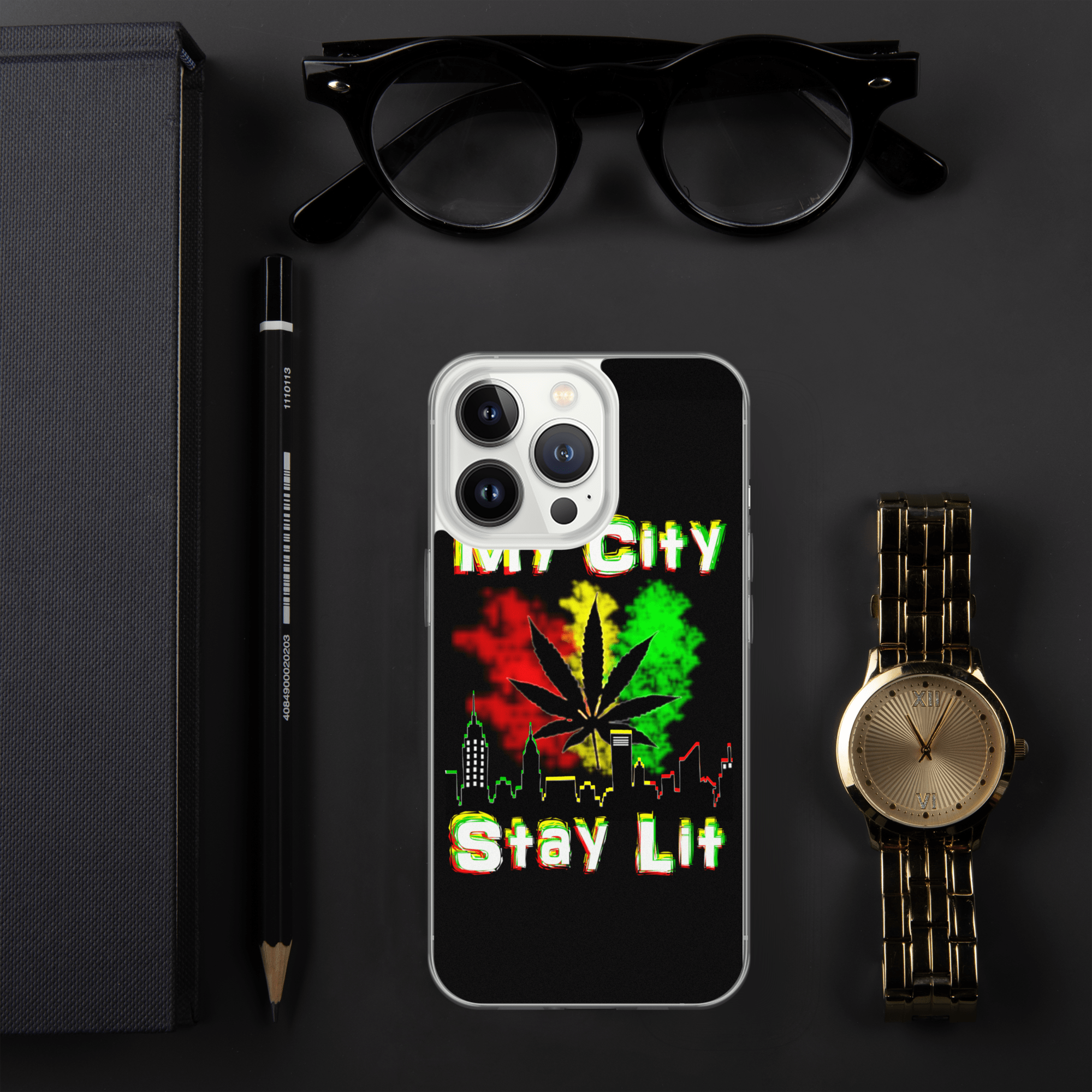 My City Stay Lit, Weed Theme iPhone Case