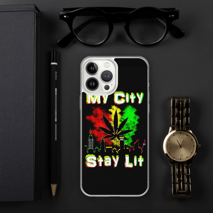 My City Stay Lit, Weed Theme iPhone Case