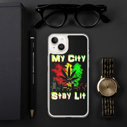 My City Stay Lit, Weed Theme iPhone Case