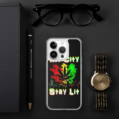 My City Stay Lit, Weed Theme iPhone Case