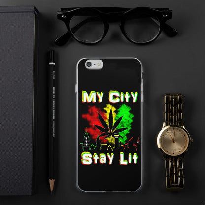 My City Stay Lit, Weed Theme iPhone Case