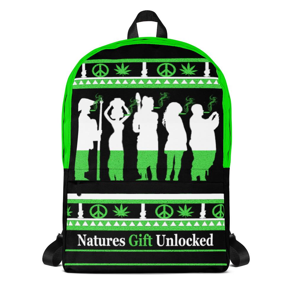 Green & Black Weed Themed Backpack