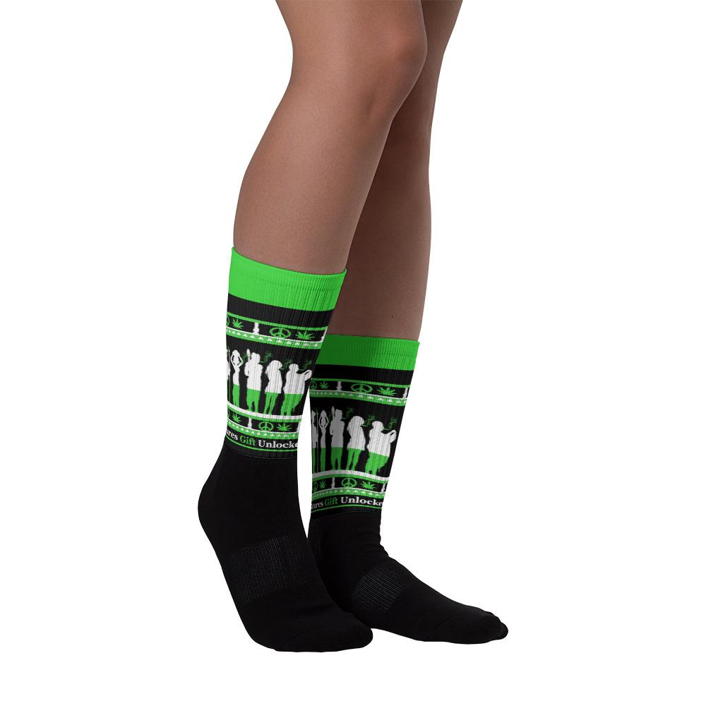 black and green weed socks