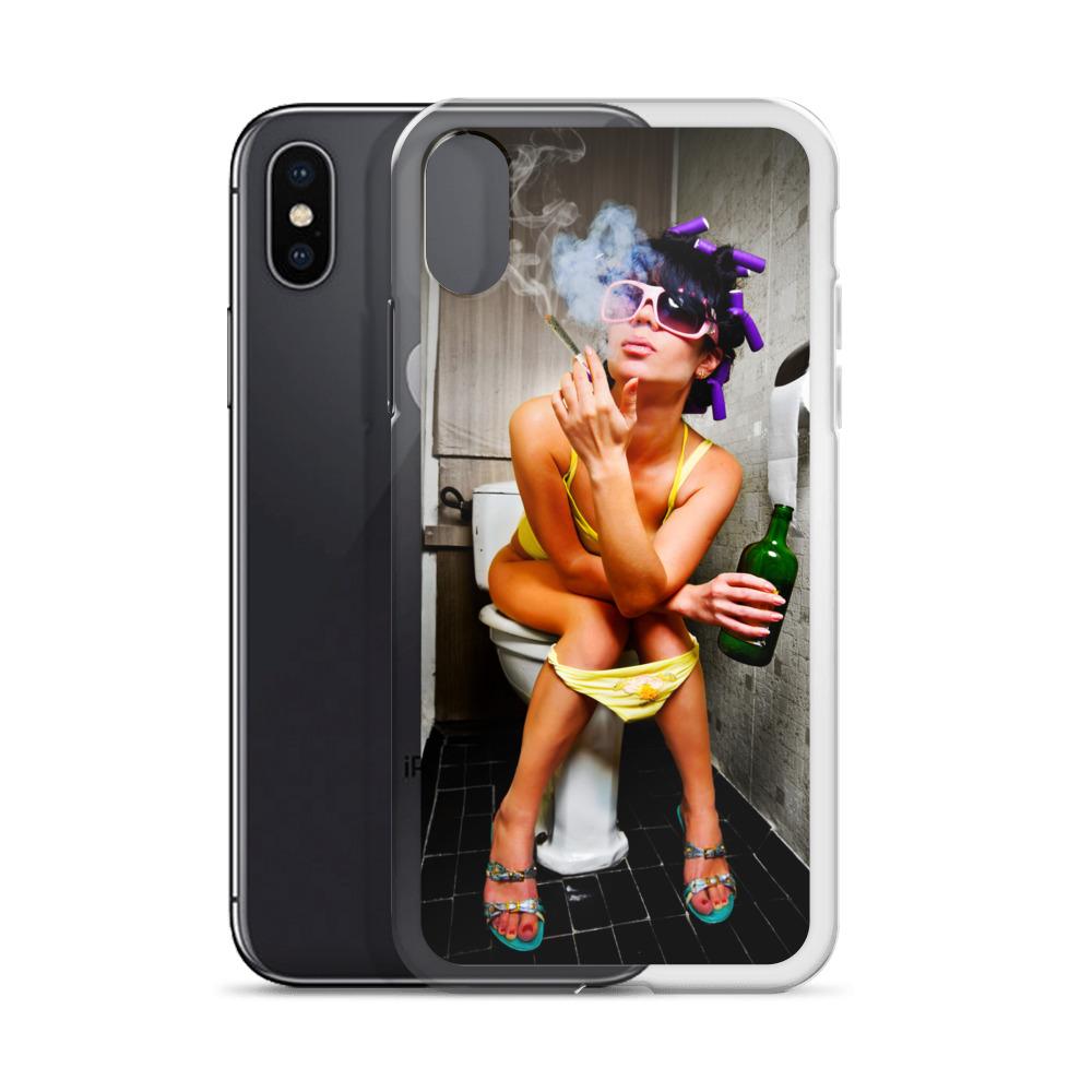 Lit iPhone Case Featuring Girl Smoking Weed on Toilet Shop - 420 Weed Shirts 
