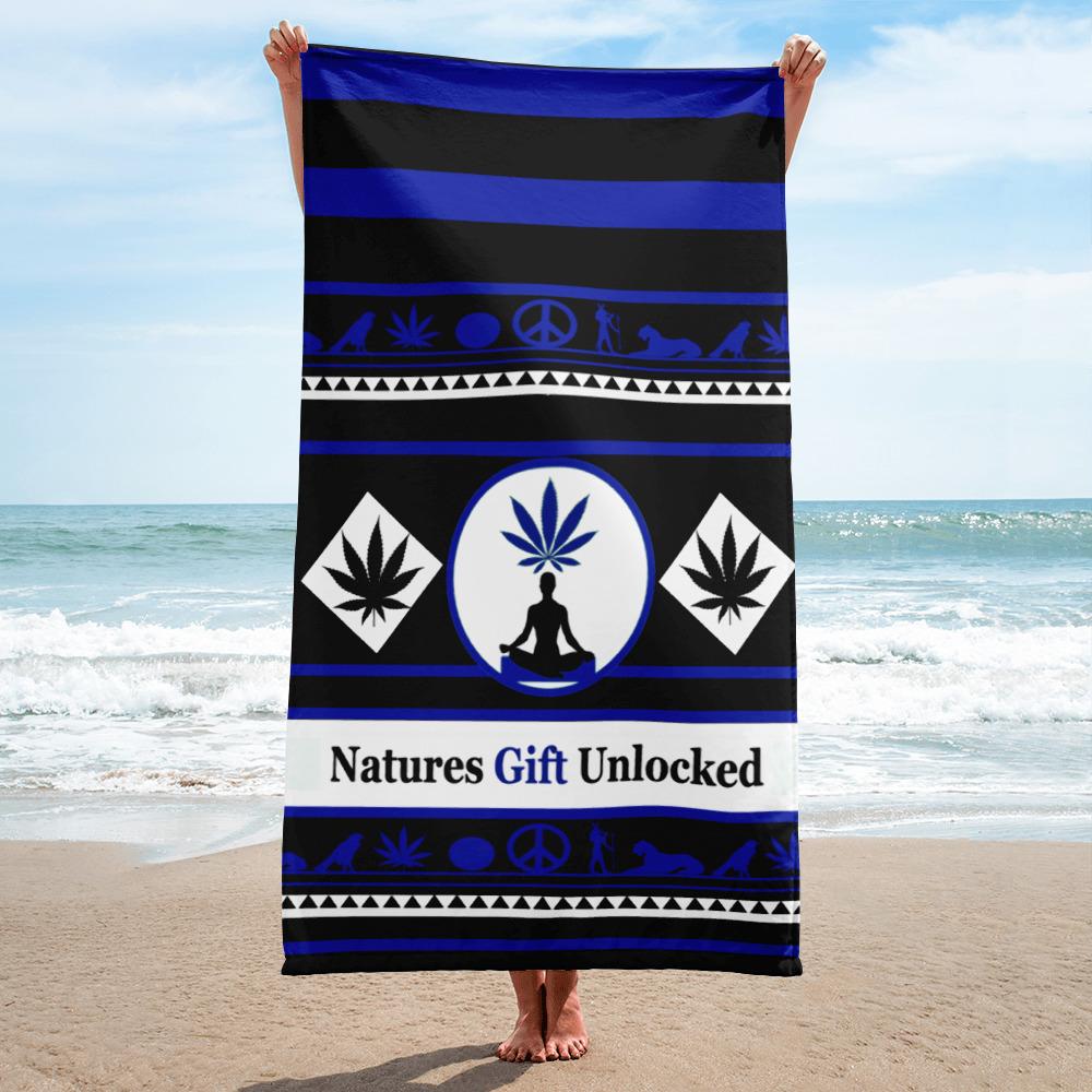 Cannabis Towel Blue Striped Beach Towel