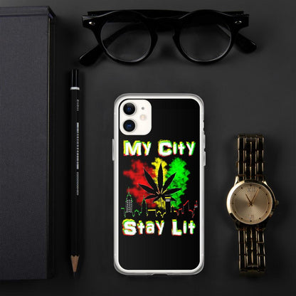 My City Stay Lit, Weed Theme iPhone Case