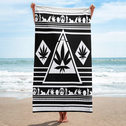 black and white beach towel