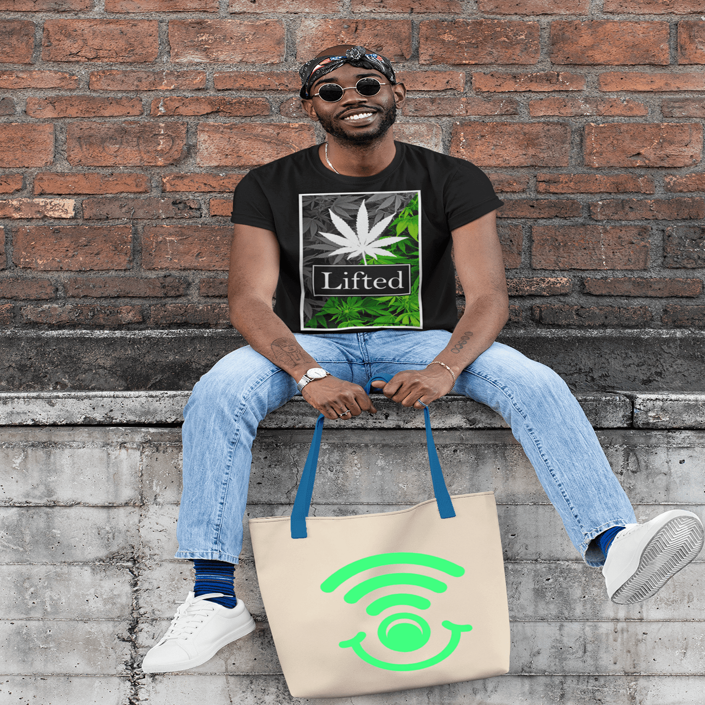 Green & Gray: Get Lifted with Weed Print Clothing